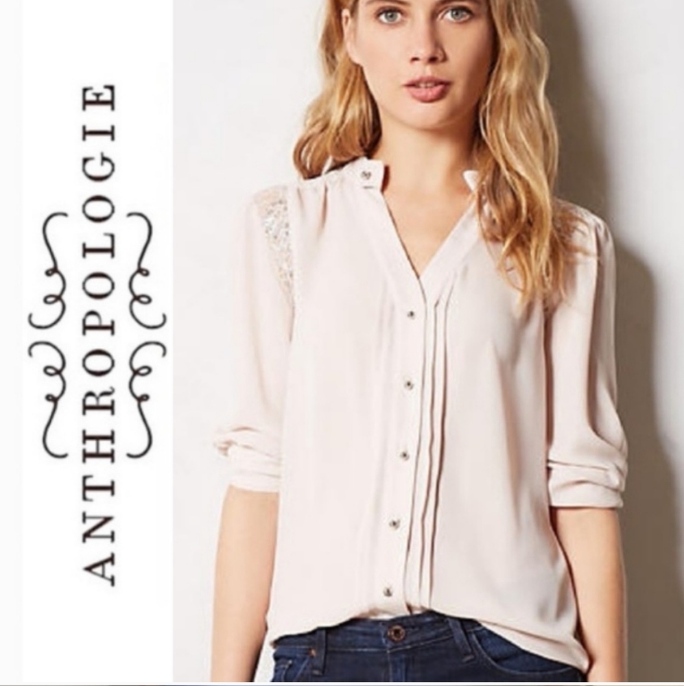 Anthro moulinette soeurs blush sparkle blouse